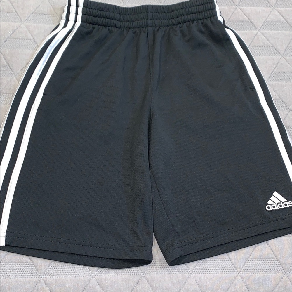 Boy’s Adidas Black Athletic Shorts with White Stripes